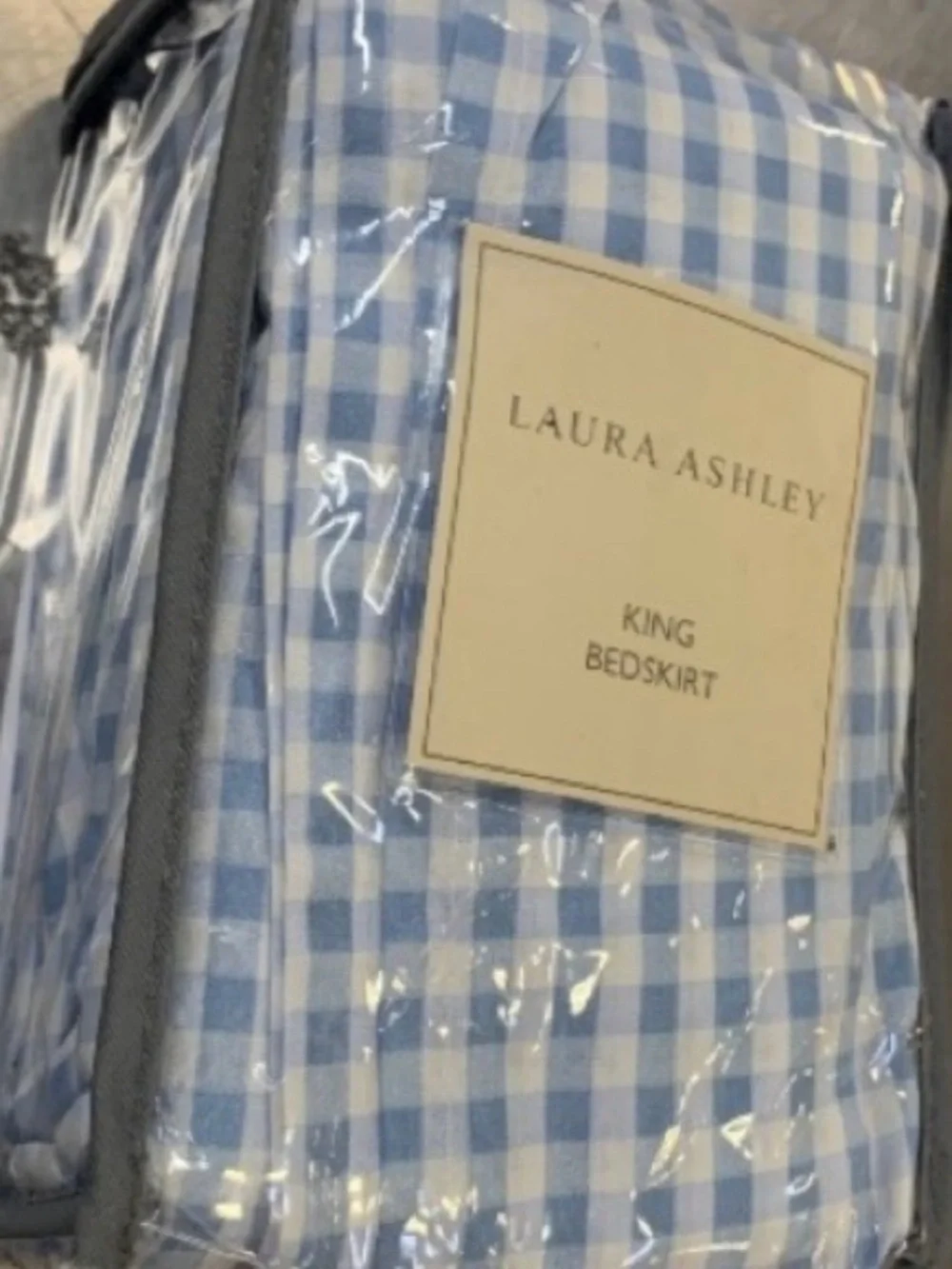 KING SIZE Laura Ashley Hedy BedSkirt 100% Cotton 14.5” Drop - BLUE Gingham